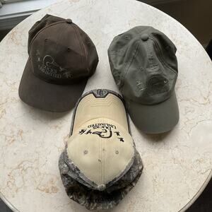 Vintage Ducks Unlimited Lot Of‎ 3 Trucker Hats Embroidered DU Leader adjustable
